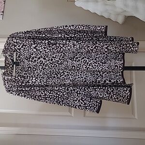 STYLE & CO Women's Brown Leopard Print Open Cardigan Cotton Size 1X